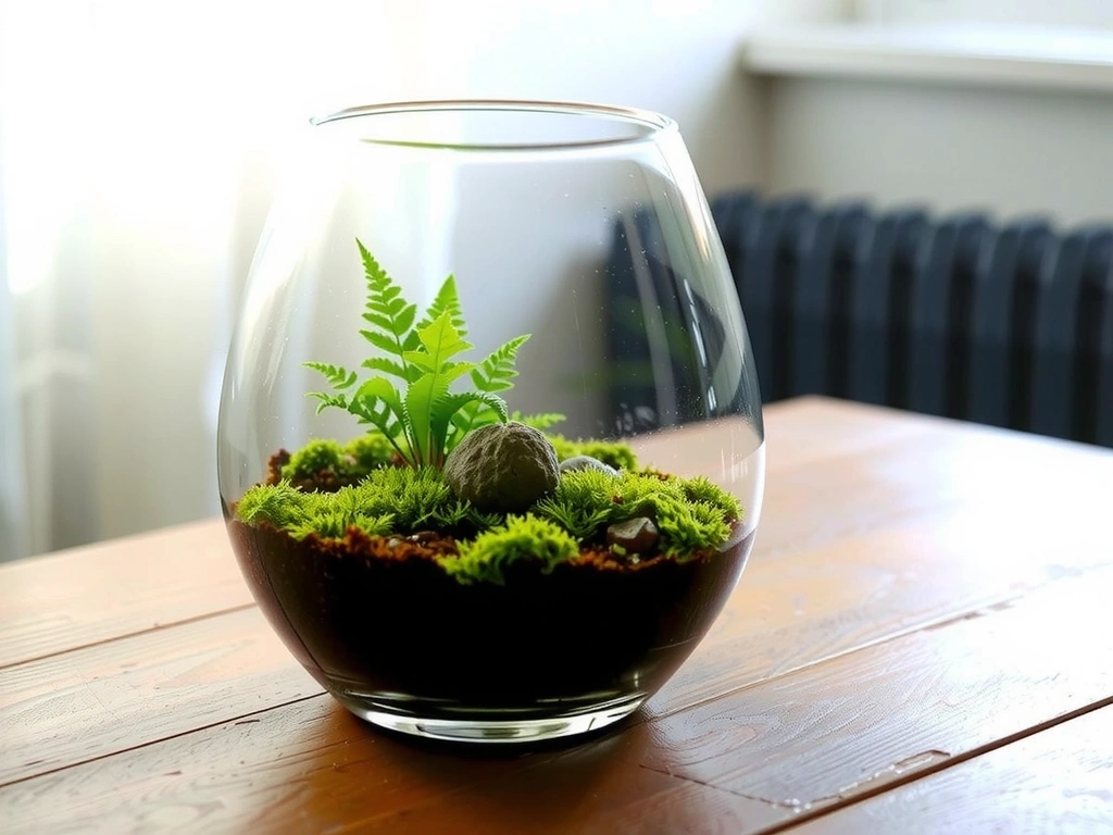 Innenansicht eines grünen Terrariums als Symbol für ein gesundes Ernährungssystem